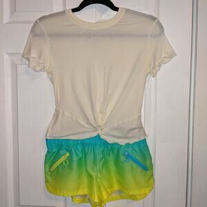 OP Blue & Yellow Gradient Swim Shorts Electric & Rose Light Yellow Top XS
